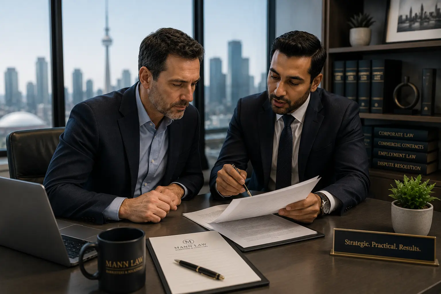 GTA business owner meeting with fractional general counsel on a monthly retainer.