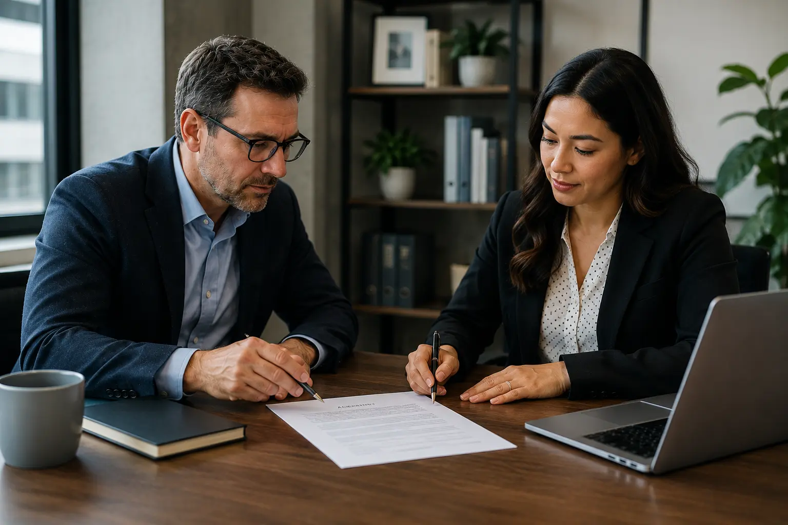 Mississauga employer reviewing independent contractor agreements with an employment lawyer.